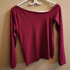 Aritzia Wilfred Deep Red Long Sleeve Off The Shoulder Top